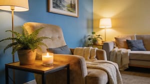 Therapy room promoting a calming atmosphere for addressing needle phobia